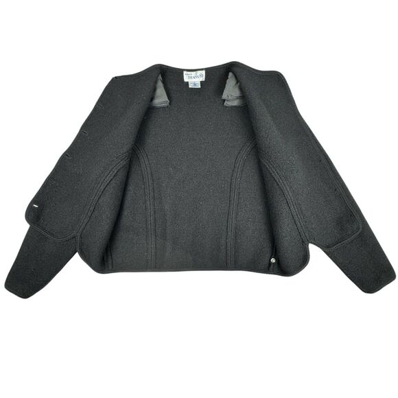 Vintage Womens Thick Wool Cardigan Jacket Large Black Stretch Old Money Preppy - Picture 9 of 16